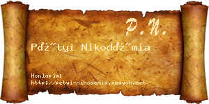 Pétyi Nikodémia névjegykártya